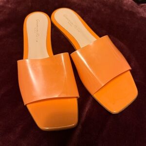 GIANVITO ROSSI Italian Slide Sandals Orange PVC 37.5